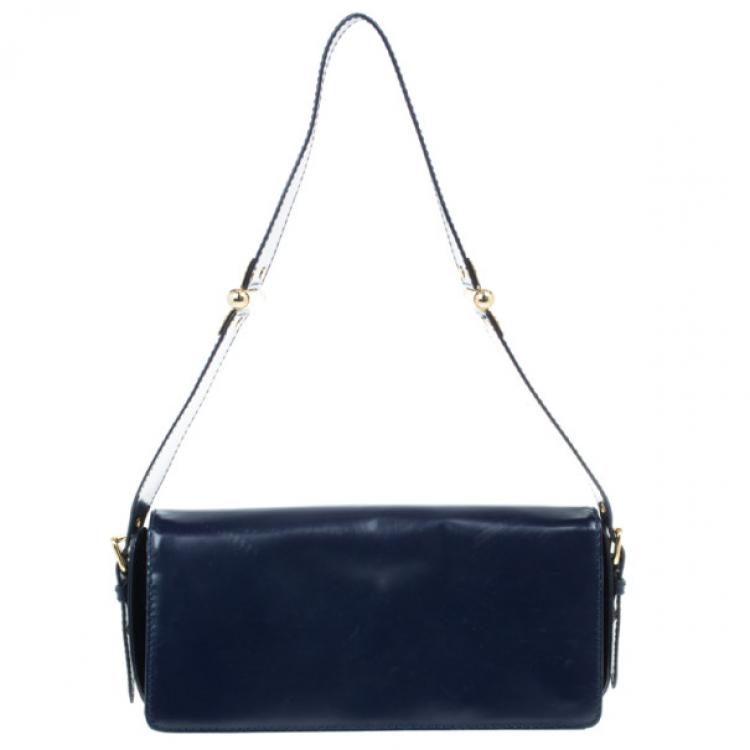 Pre Owned Marc by Marc Jacobs Navy Blue Leather Small Shoulder Bag