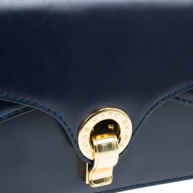 Pre Owned Marc by Marc Jacobs Navy Blue Leather Small Shoulder Bag