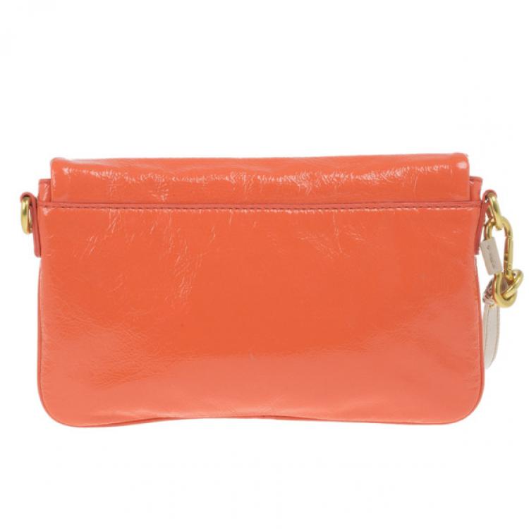 Pre Owned Marc by Marc Jacobs Orange Glazed Leather Percy Crossbody