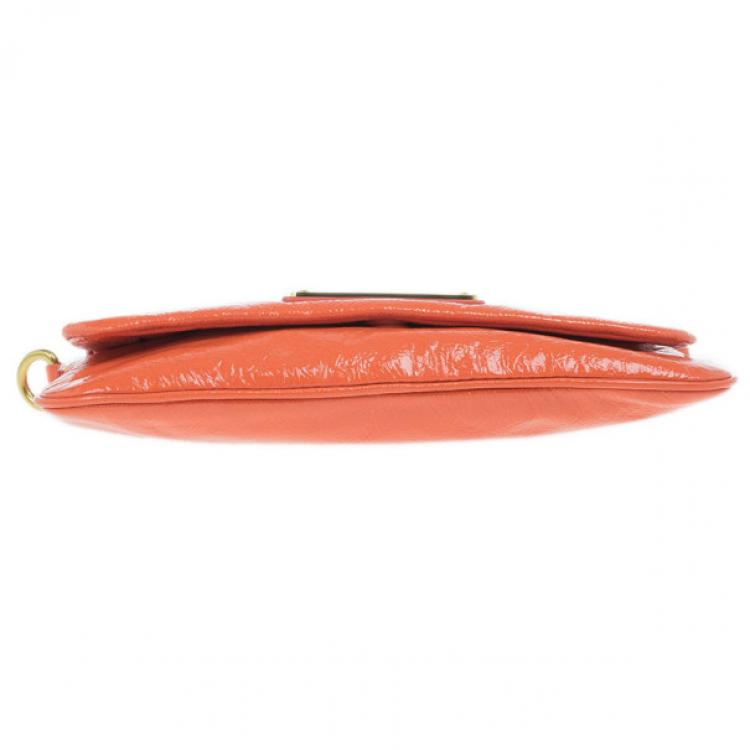 Pre Owned Marc by Marc Jacobs Orange Glazed Leather Percy Crossbody