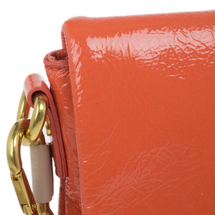 Pre Owned Marc by Marc Jacobs Orange Glazed Leather Percy Crossbody