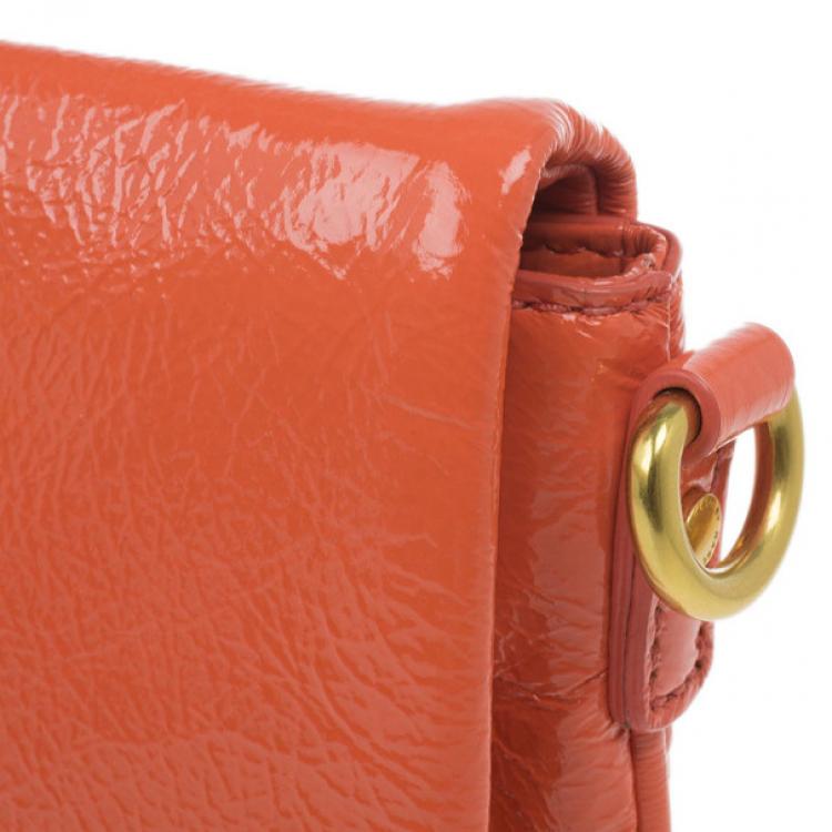 Pre Owned Marc by Marc Jacobs Orange Glazed Leather Percy Crossbody