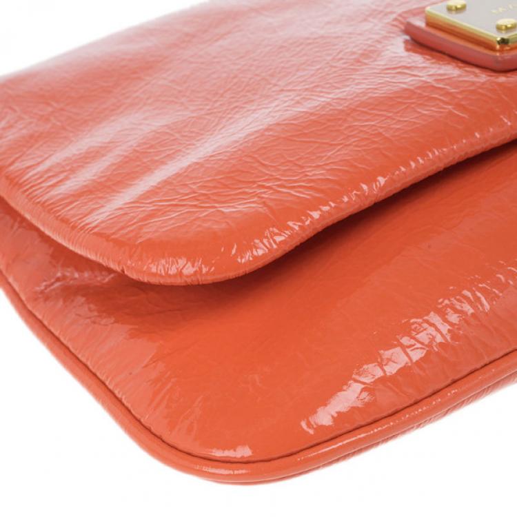 Pre Owned Marc by Marc Jacobs Orange Glazed Leather Percy Crossbody