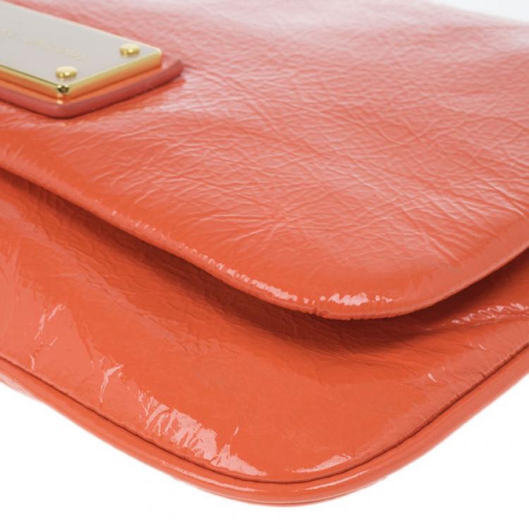 Pre Owned Marc by Marc Jacobs Orange Glazed Leather Percy Crossbody