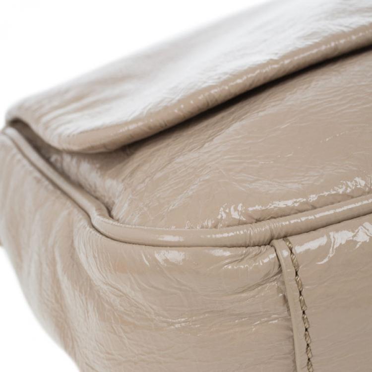 Pre Owned Marc by Marc Jacobs Taupe Glazed Leather Lea Crossbody