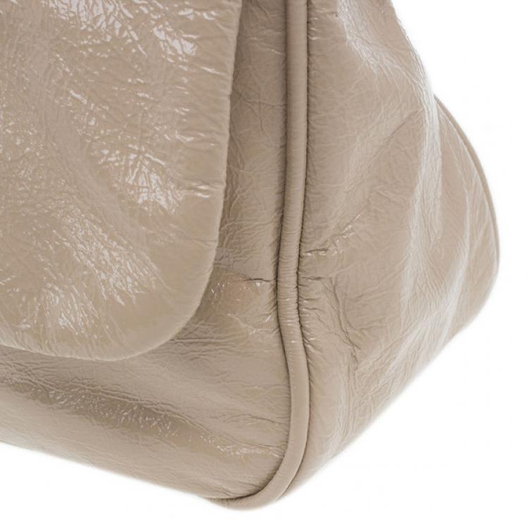 Pre Owned Marc by Marc Jacobs Taupe Glazed Leather Lea Crossbody