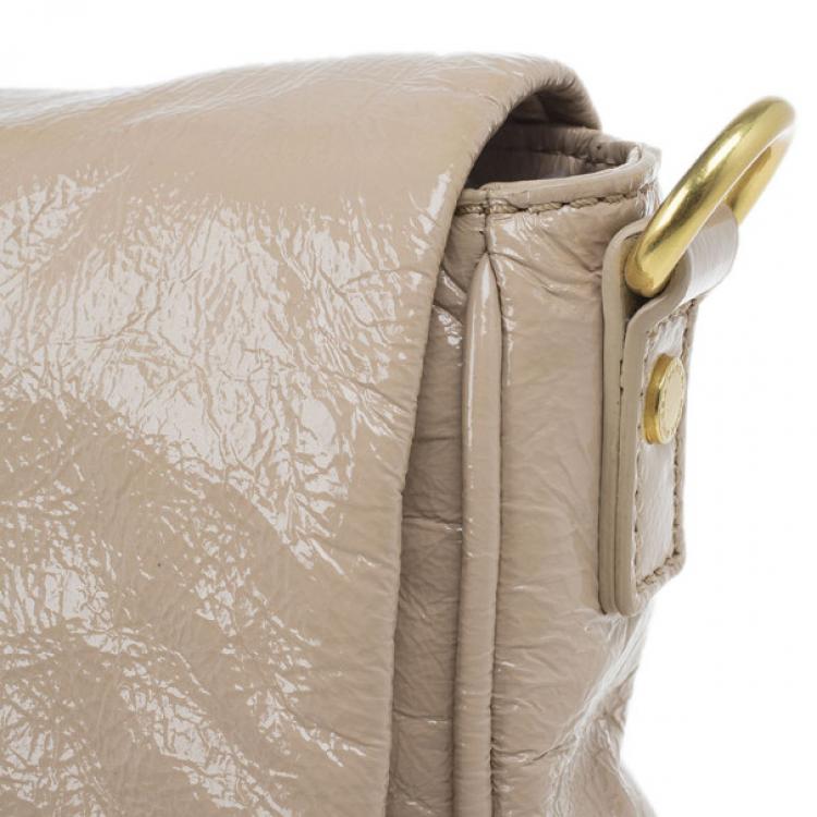 Pre Owned Marc by Marc Jacobs Taupe Glazed Leather Lea Crossbody