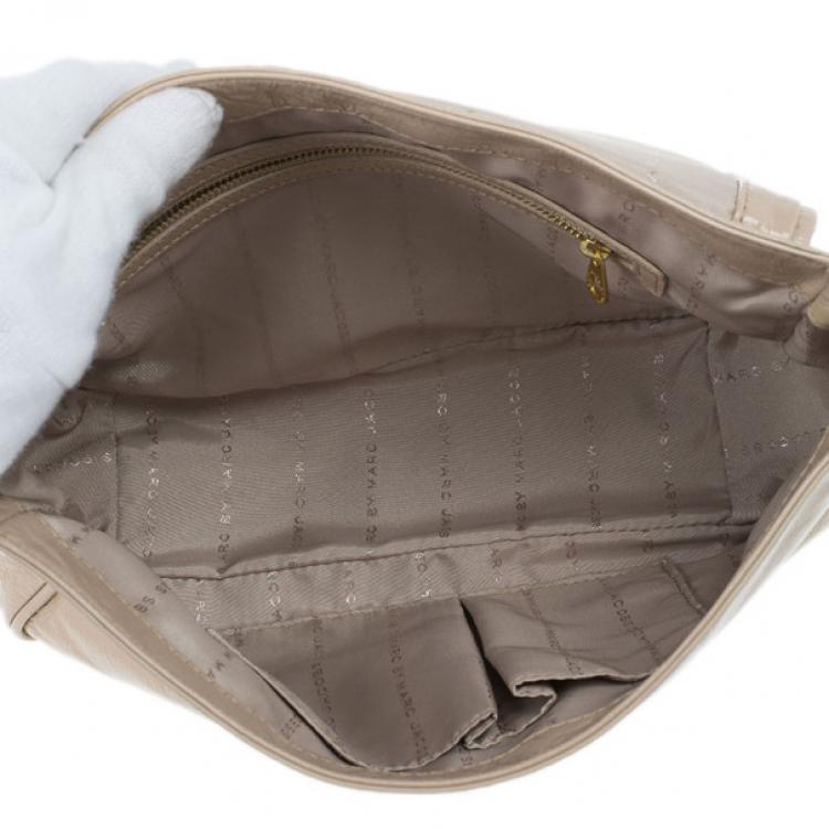 Pre Owned Marc by Marc Jacobs Taupe Glazed Leather Lea Crossbody