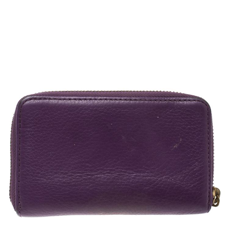Pre Owned Marc by Marc Jacobs Purple Leather Classic Q Zip Around Wallet