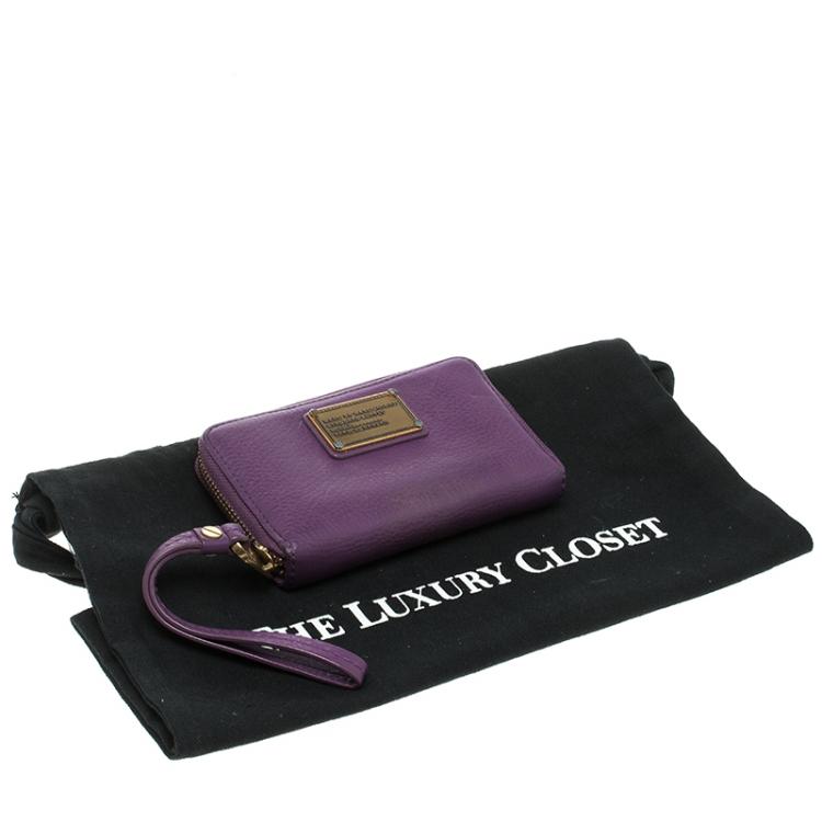Pre Owned Marc by Marc Jacobs Purple Leather Classic Q Zip Around Wallet