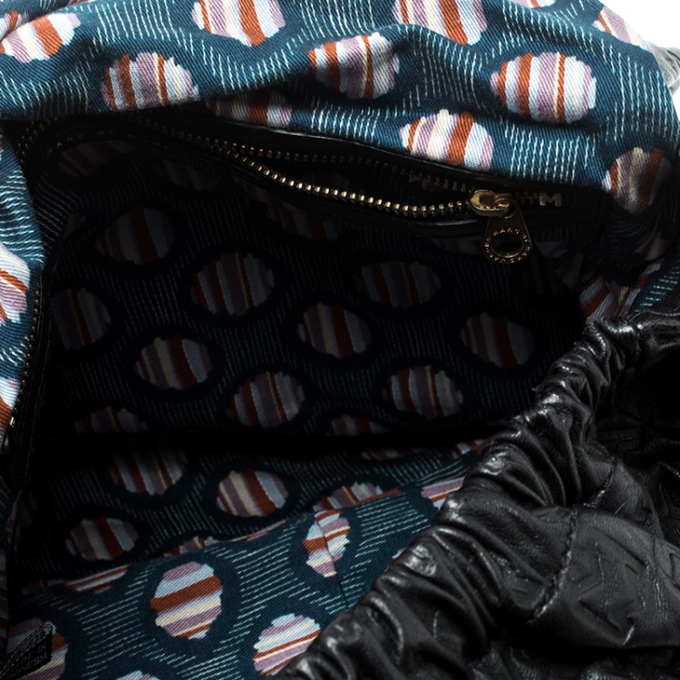 مملوكة مسبقًا Marc By Marc Jacobs Black Dreamy Logo Leather Puckered Mouse Hobo