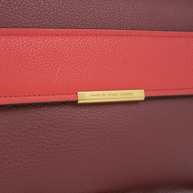 Pre Owned Marc by Marc Jacobs Red And Burgundy Leather Hail To The Queen Diana Satchel