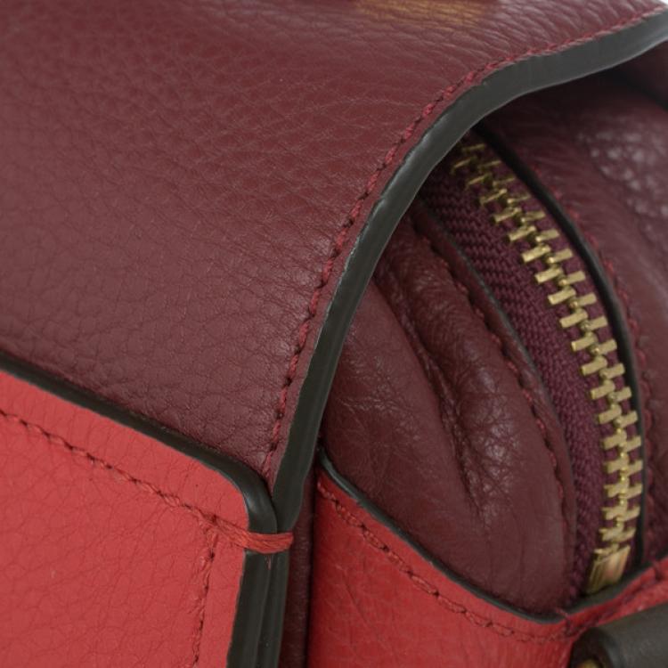 Pre Owned Marc by Marc Jacobs Red And Burgundy Leather Hail To The Queen Diana Satchel