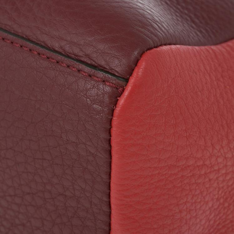 Pre Owned Marc by Marc Jacobs Red And Burgundy Leather Hail To The Queen Diana Satchel