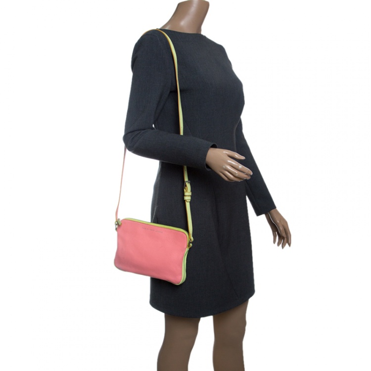 Pre Owned Marc by Marc Jacobs Pink/Green Leather Crossbody Bag