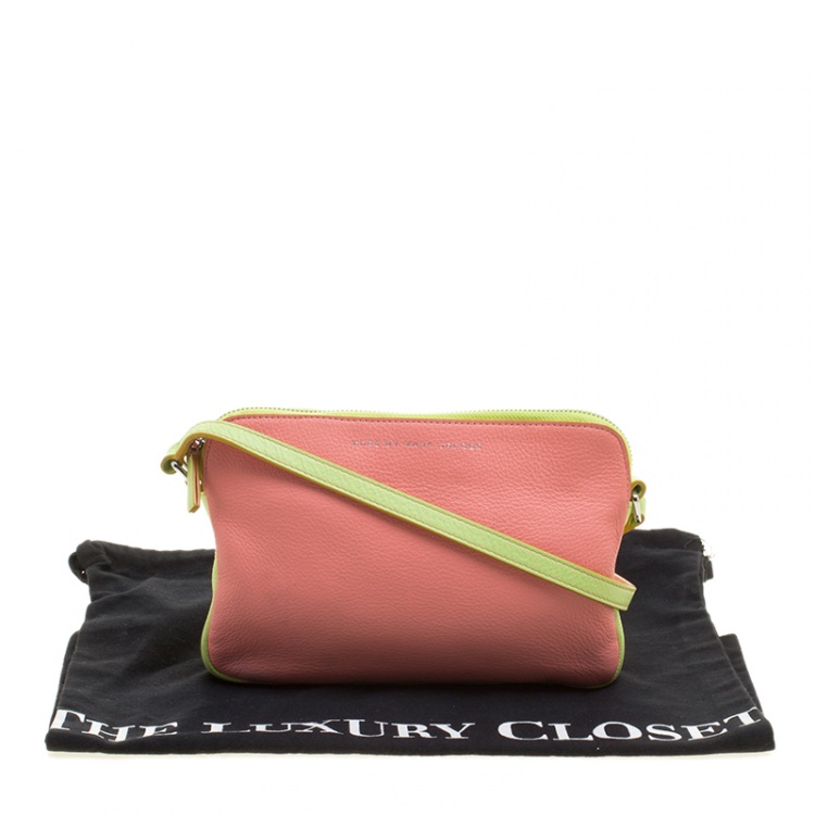 Pre Owned Marc by Marc Jacobs Pink/Green Leather Crossbody Bag