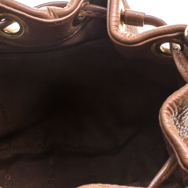 Pre Owned Marc By Marc Jacobs Brown Leather Mini Too Hot to Handle Drawstring Bucket Crossbody Bag