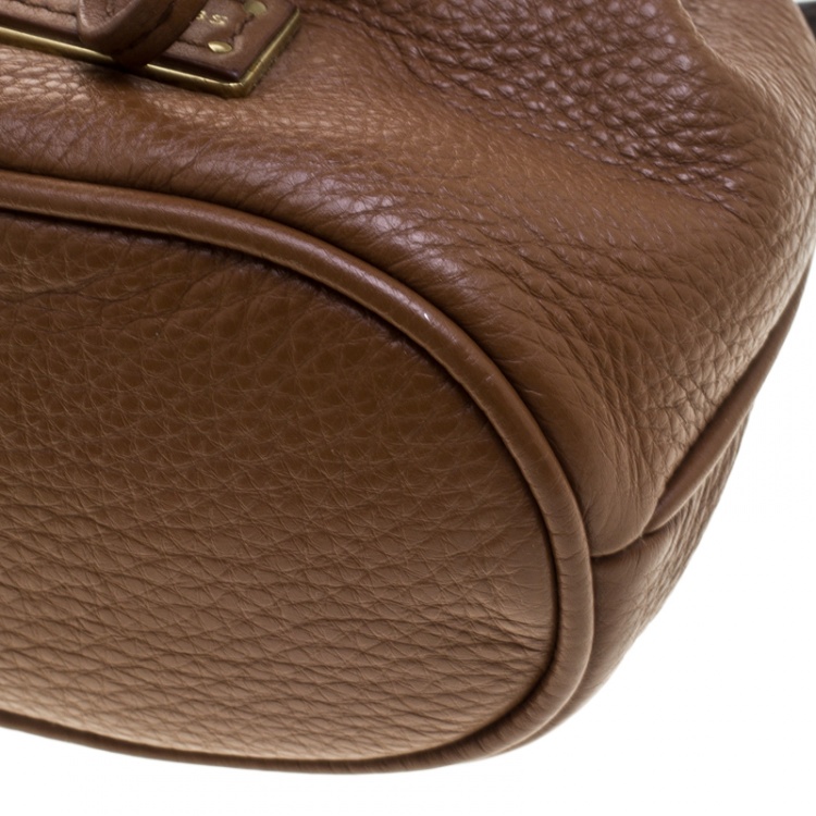 Pre Owned Marc By Marc Jacobs Brown Leather Mini Too Hot to Handle Drawstring Bucket Crossbody Bag
