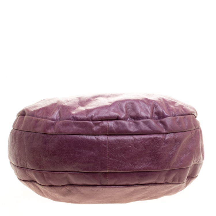 Pre Owned Marc by Marc Jacobs Purple Leather New Q Lil Drawstring Hobo