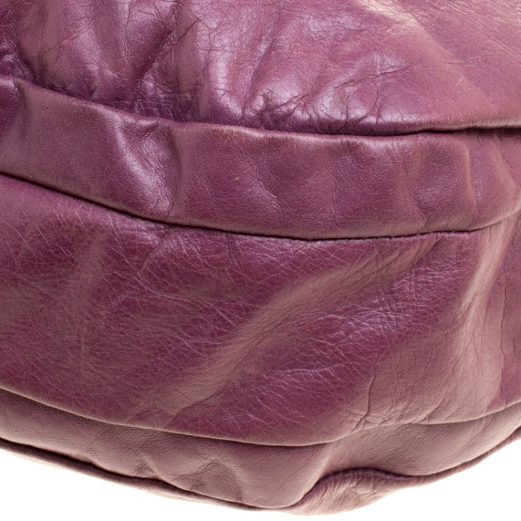 Pre Owned Marc by Marc Jacobs Purple Leather New Q Lil Drawstring Hobo