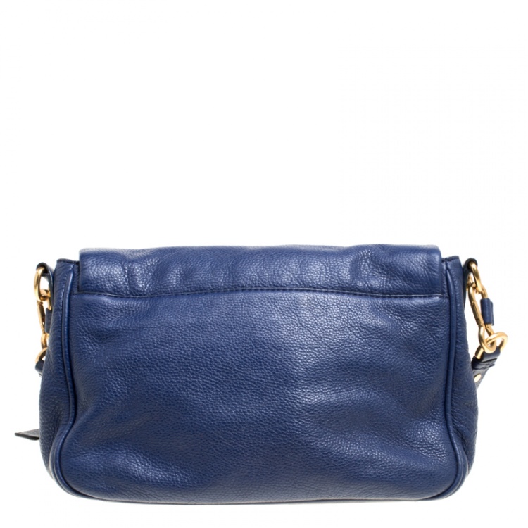 Pre Owned Marc By Marc Jacobs Blue Glazed Leather Too Hot To Handle Lea Crossbody Bag
