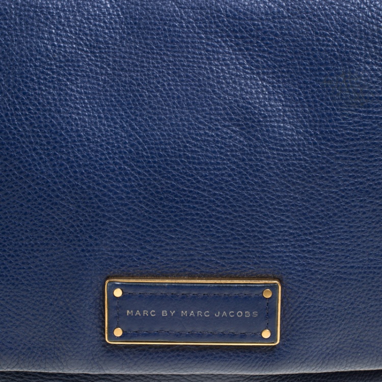 Pre Owned Marc By Marc Jacobs Blue Glazed Leather Too Hot To Handle Lea Crossbody Bag