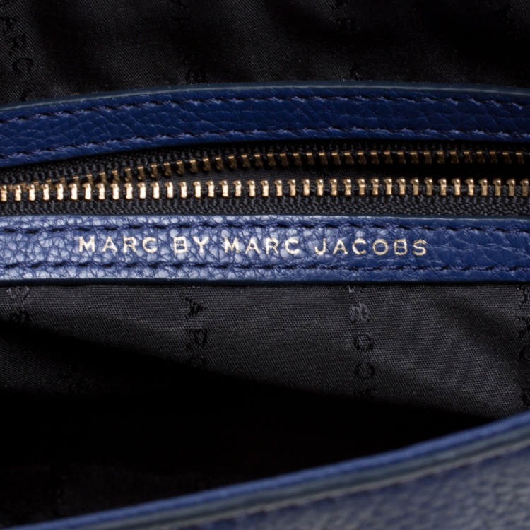 Pre Owned Marc By Marc Jacobs Blue Glazed Leather Too Hot To Handle Lea Crossbody Bag