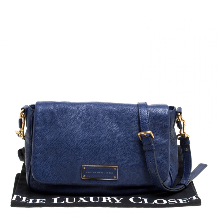 Pre Owned Marc By Marc Jacobs Blue Glazed Leather Too Hot To Handle Lea Crossbody Bag