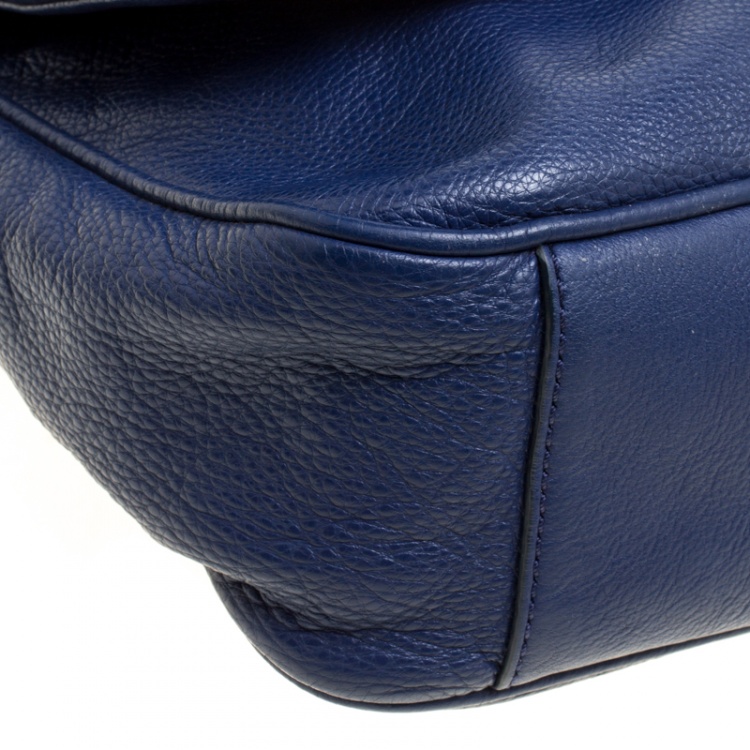 Pre Owned Marc By Marc Jacobs Blue Glazed Leather Too Hot To Handle Lea Crossbody Bag