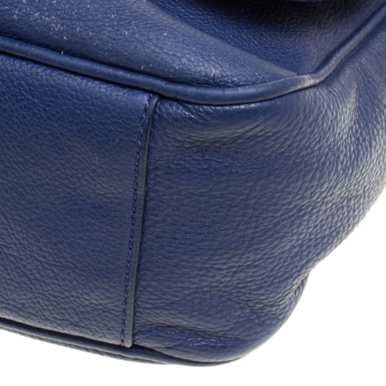 Pre Owned Marc By Marc Jacobs Blue Glazed Leather Too Hot To Handle Lea Crossbody Bag