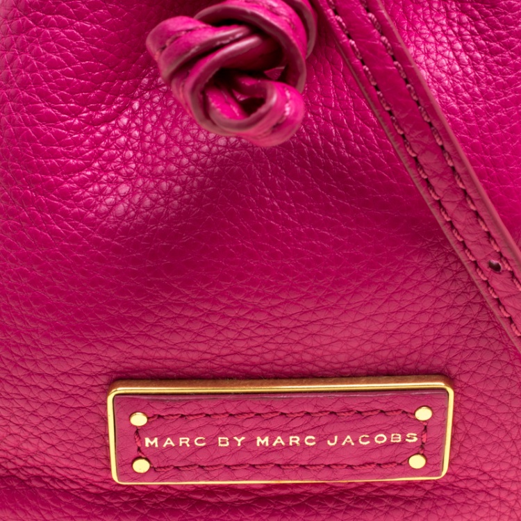 Pre Owned Marc by Marc Jacobs Hot Pink Leather Mini Too Hot to Handle Drawstring Bucket Crossbody Bag