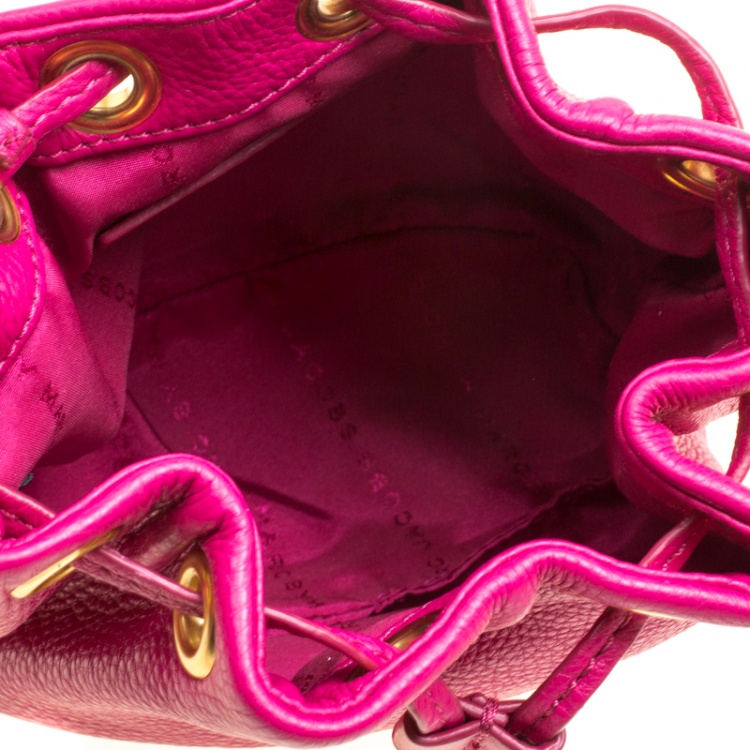 Pre Owned Marc by Marc Jacobs Hot Pink Leather Mini Too Hot to Handle Drawstring Bucket Crossbody Bag