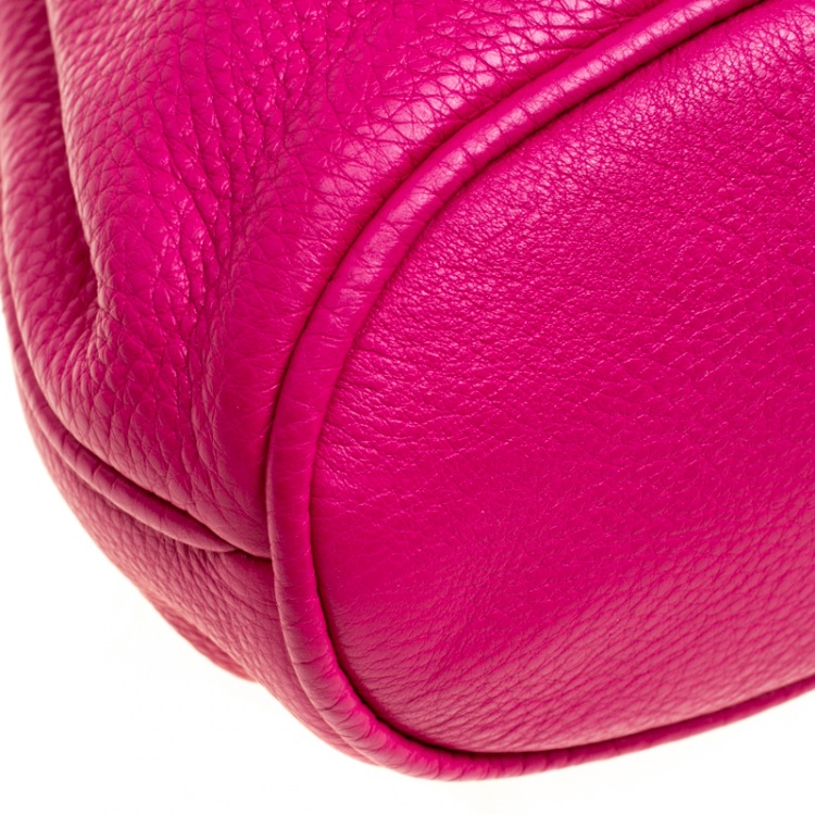 Pre Owned Marc by Marc Jacobs Hot Pink Leather Mini Too Hot to Handle Drawstring Bucket Crossbody Bag