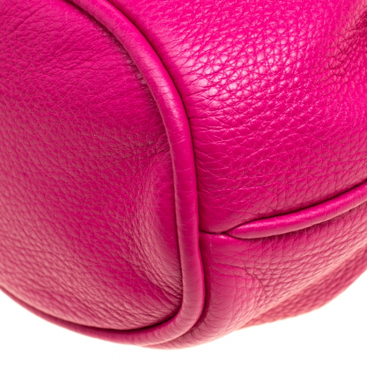 Pre Owned Marc by Marc Jacobs Hot Pink Leather Mini Too Hot to Handle Drawstring Bucket Crossbody Bag