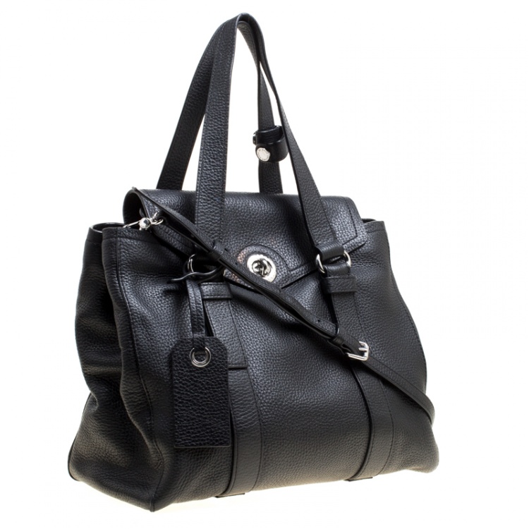 Pre Owned Marc by Marc Jacobs Black Leather Turnlock Bowler Bag