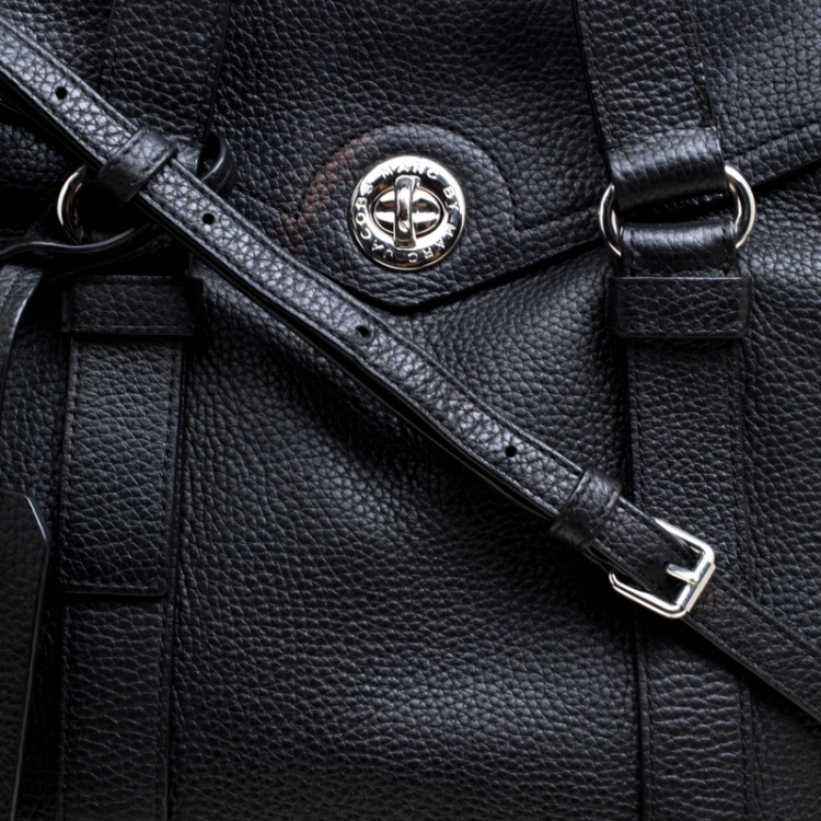 Pre Owned Marc by Marc Jacobs Black Leather Turnlock Bowler Bag