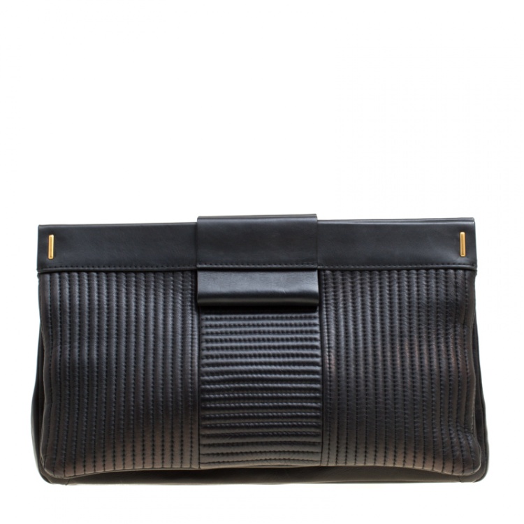 Pre Owned Marc by Marc Jacobs Black Leather East End Lady Rei Clutch 