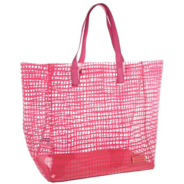 Pre Owned Marc by Marc Jacobs Pink Check Transparent Tote