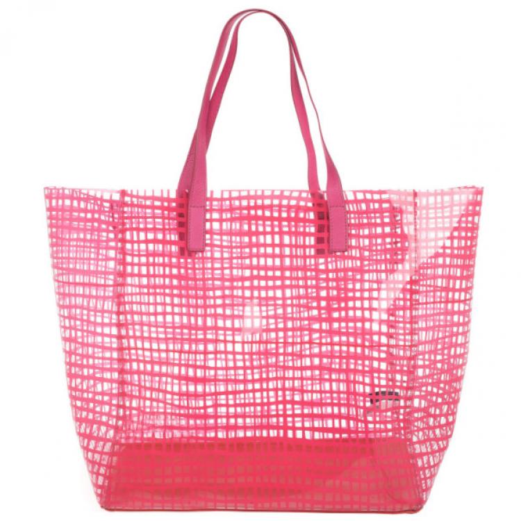 Pre Owned Marc by Marc Jacobs Pink Check Transparent Tote