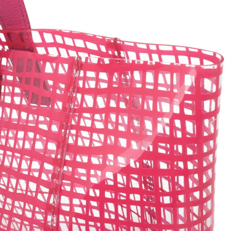 Pre Owned Marc by Marc Jacobs Pink Check Transparent Tote