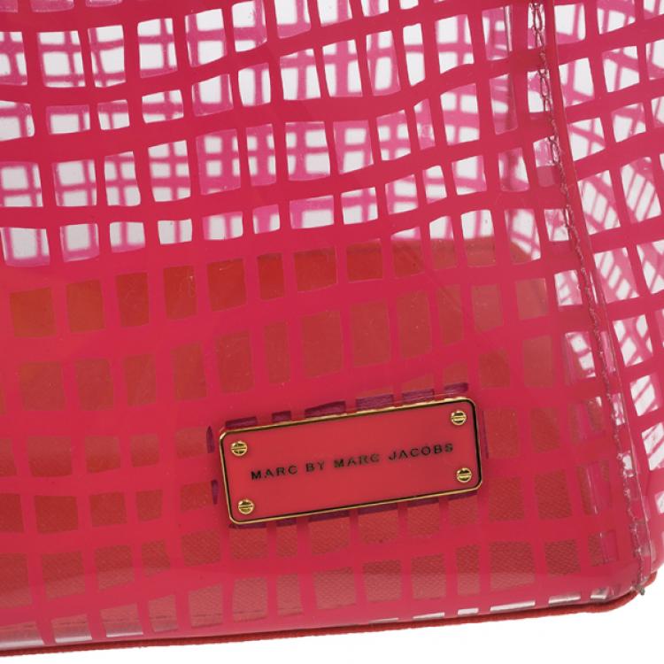 Pre Owned Marc by Marc Jacobs Pink Check Transparent Tote