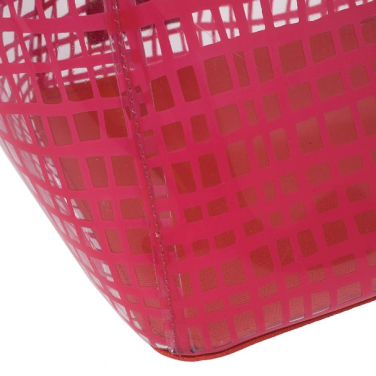 Pre Owned Marc by Marc Jacobs Pink Check Transparent Tote