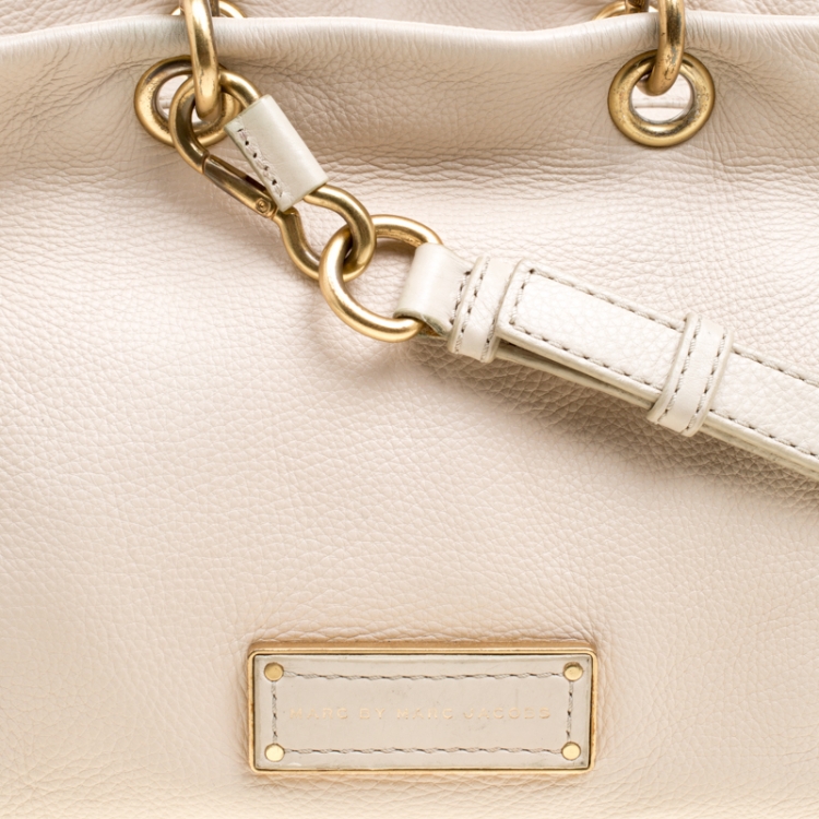 Pre Owned Marc by Marc Jacobs Beige Leather Too Hot To Handle Top Handle Bag