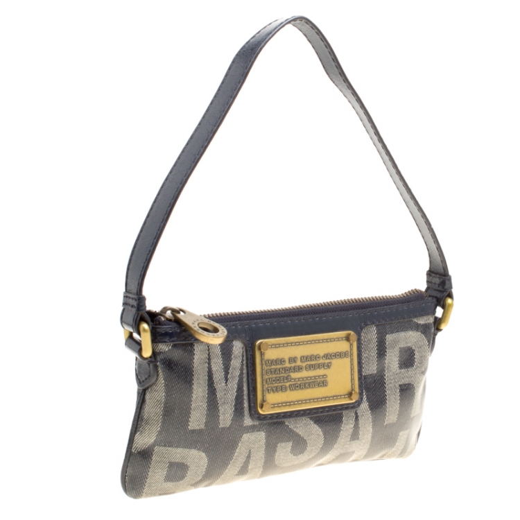 Pre Owned Marc by Marc Jacobs Blue Coated Canvas and Leather Pouch