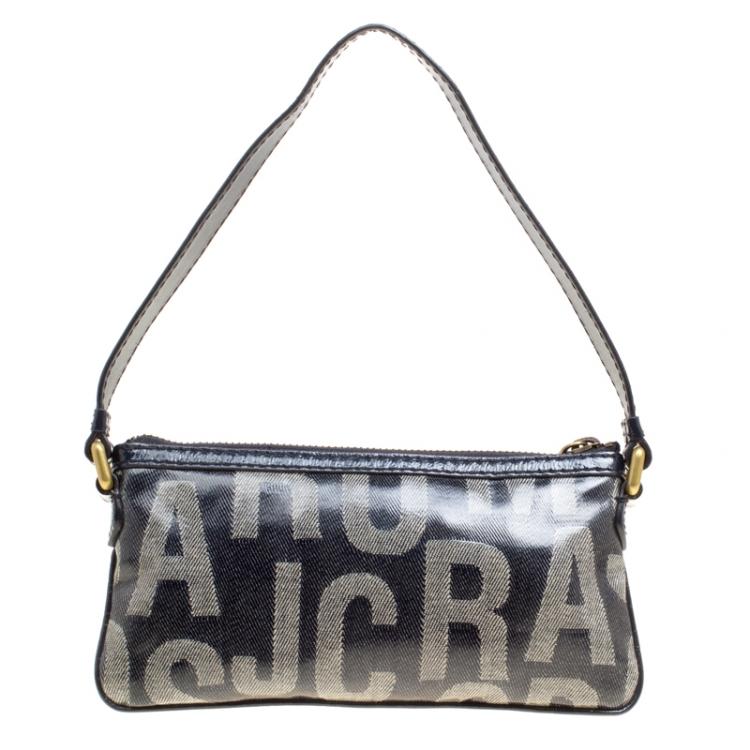 Pre Owned Marc by Marc Jacobs Blue Coated Canvas and Leather Pouch