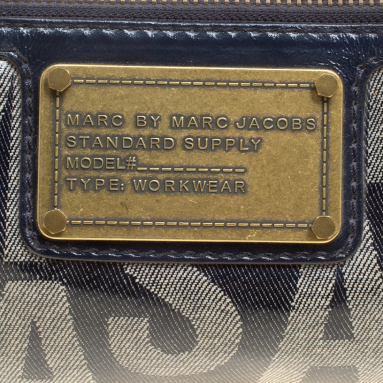 Pre Owned Marc by Marc Jacobs Blue Coated Canvas and Leather Pouch