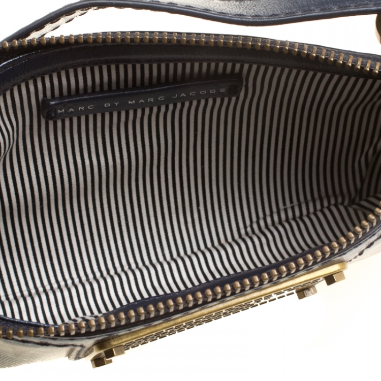 Pre Owned Marc by Marc Jacobs Blue Coated Canvas and Leather Pouch