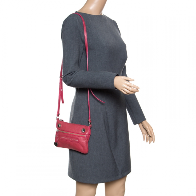 Pre Owned Marc by Marc Jacobs Pink Pebbled Leather Crossbody Bag