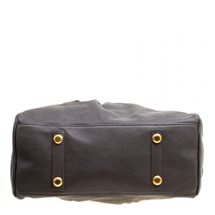 Pre Owned Marc by Marc Jacobs Grey Leather Classic Q Baby Groovee Satchel