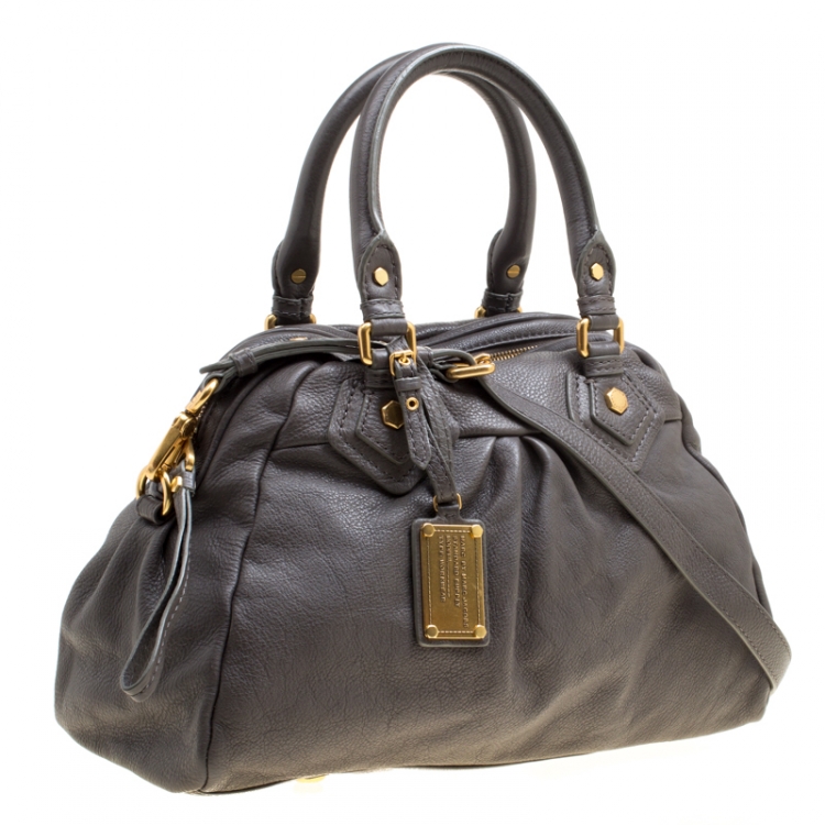 Pre Owned Marc by Marc Jacobs Grey Leather Classic Q Baby Groovee Satchel
